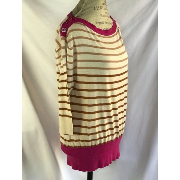 Anthropologie Yellow Bird Knit Striped Sweater Size M - Picture 3 of 11